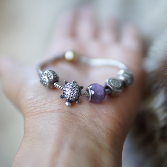 Pandora Jewelry - Pre-own Pandora Bracelet,charms,w/14k gold clasp